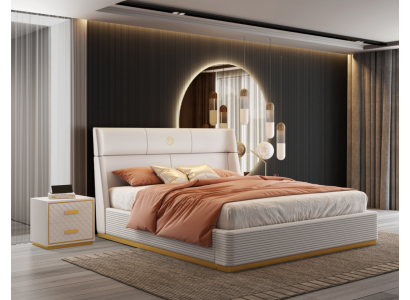 Designerskie łóżko Sypialnia Podwójne łóżko luksusowe Podkładka Hotelowa Nowość